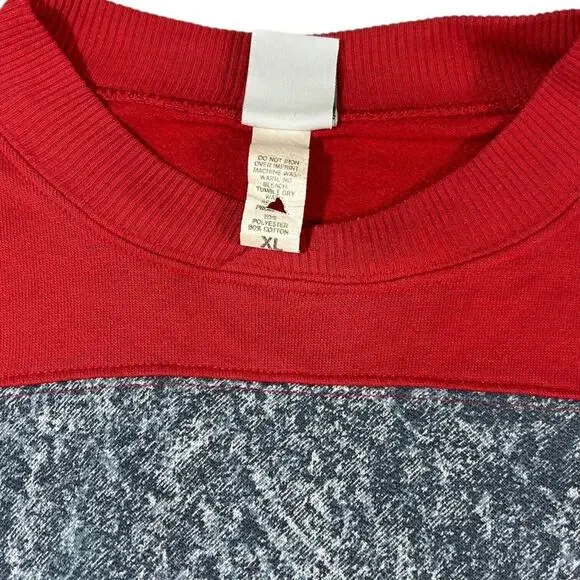 VTG Caribe Sportswear Grand Canyon Graphic Colorblock Sweatshirt Red Gray Sz XL - Picture 10 of 11